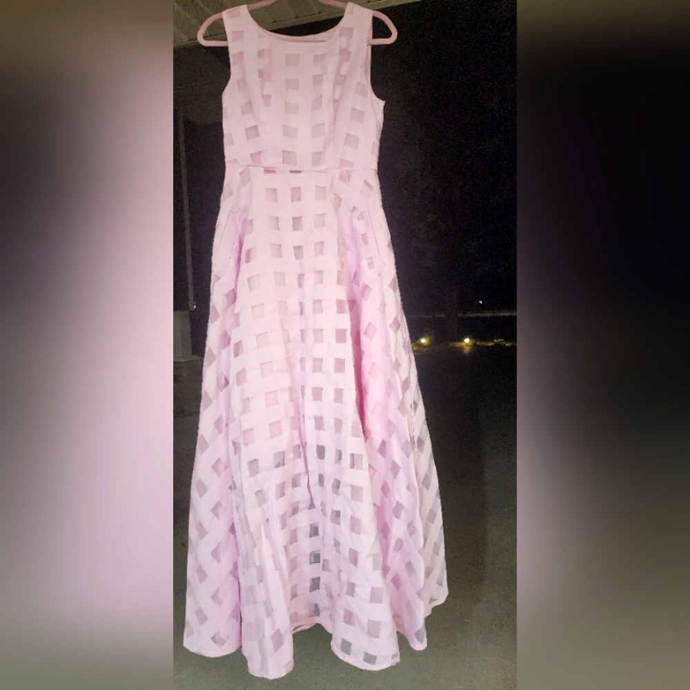 Macy's Afibi checkered pink dress in Small